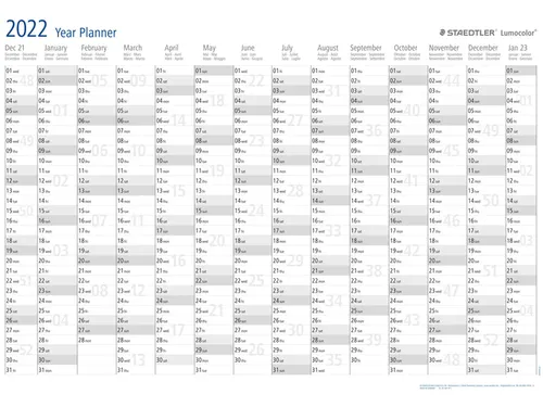 Jaarplanner 2027 Staedtler Lumocolor 84x60cm oprolbaar