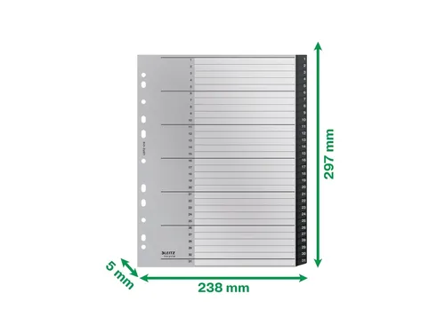 Tabblad Leitz Recycle A4 11-gaats 1-31 extra breed PP