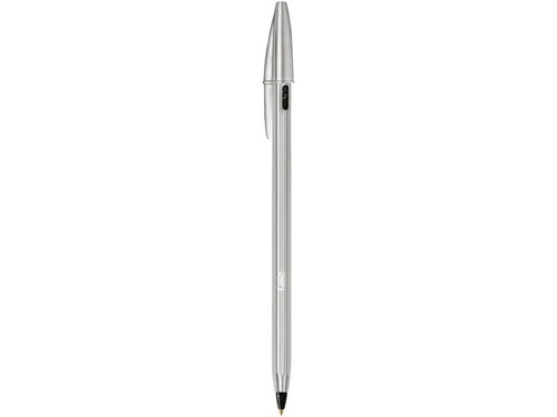 Balpen Bic Cristal Re-new medium zilver + 2 vullingen zwart