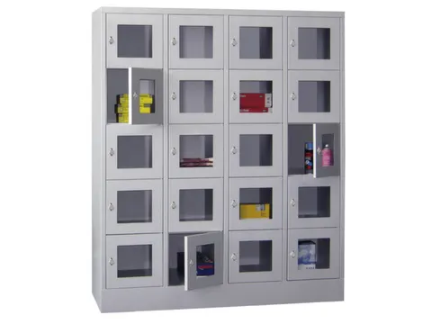 lockerkast,HxBxD 1850x1600x500mm,4x5vakken,RAL7035,front RAL7035