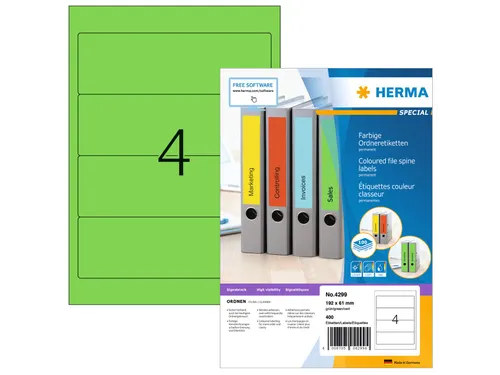 Herma 4299 Rugetiket 192x61mm Groen permanent klevend 400 stuks