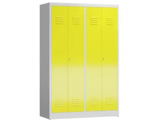 garderobekast HxBxD 1800x1185x500mm 4vak klink RAL7035 RAL1018 - 1