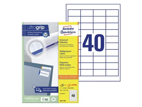 Etiket Avery Zweckform 3657-200 48.5x25.4mm wit 8000stuks