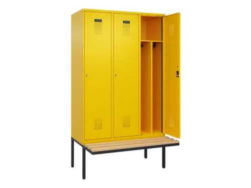 locker met bank,voor scheiding van kleding,HxBxD 2120x1200x815mm,3vak