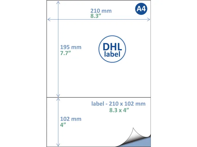 Retourlabel DHL label A4 210x102mm 1000 Vel