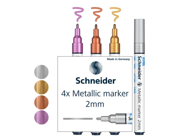 Metallic marker Schneider Paint-it 011 2mm etui 4st. (metallic zilver,