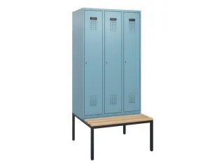 locker met bank,HxBxD 1950x900x815mm,3vak,vak B 300mm,cilinderslot - 2