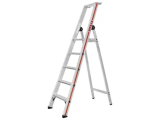 trapladder,eenzijdig,5treden,stand H 1,16m,balk L 1,95m,aluminium - 1