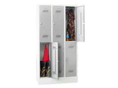 Garderobekast HxBxD 1850x930x500mm 3x2 Vakken Klink Sokkel Ral7035