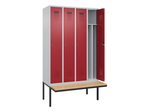 locker met bank,voor scheiding van kleding,HxBxD 2120x1200x815mm,4vak