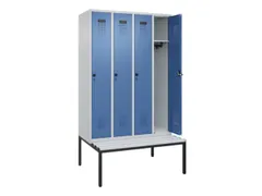 locker met bank,HxBxD 2120x1200x815mm,4vak,vak B 300mm,draaigrendel
