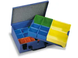 Assortimentskoffer Plaatstaal 15boxen Polystyrol 118x340x240mm Ral5007