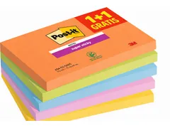 Bloc mémos 3M Post-it 655 Super Sticky 76x127mm Boos 1+1 gratuit
