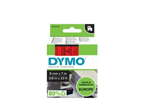 Labeltape Dymo 40917 D1 S720720 9mmx7m zwart op rood