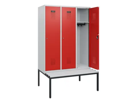 locker met bank,HxBxD 1950x1200x815mm,3vak,vak B 400mm,cilinderslot