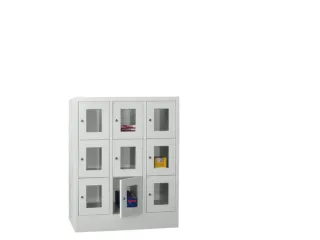 lockerkast,HxBxD 1187x900x500mm,3x3vakken,RAL7035,front RAL7035 - 2