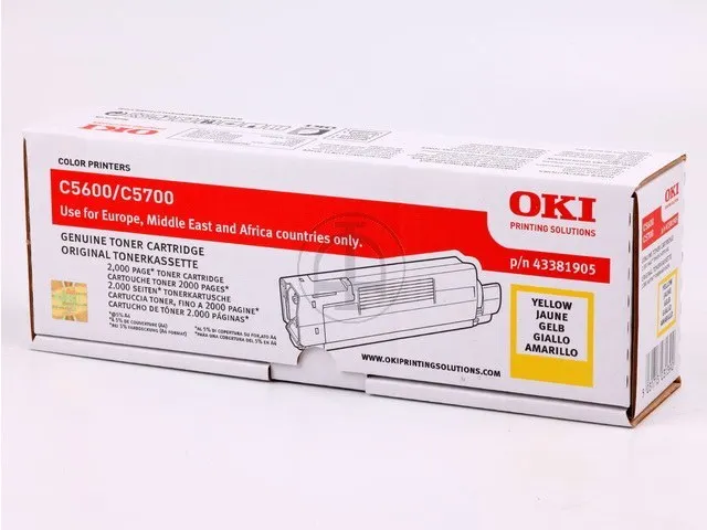 Tonercartridge Oki 43381905 C5600 Geel