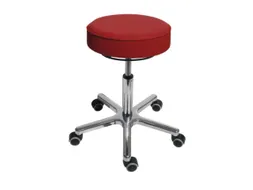 Draaikruk met Wielen 460-590mm Zitting Kunstleer Rood Aluminium