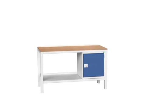 werkbank,HxBxD 930x1500x600mm,multiplexblad,4voeten,uitrusting: 1kast