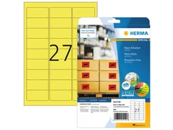 HERMA 5140 Gekleurde etiketten A4 63,5x29,6mm Neon Geel 540 stuks