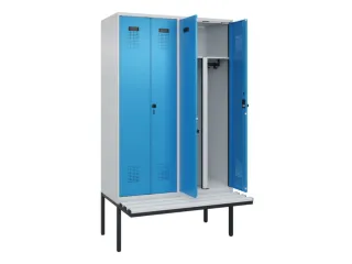 PBM-locker met bank,HxBxD 2120x1200x815mm,4vak,vak B 300mm - 1