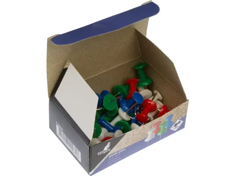 Push-pin Kangaro. Doosje met 40 stuks in 4 kleuren: rood, groen, blauw