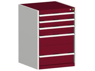 ladekast HxBxD 900x650x650mm 5laden romp RAL7035 front RAL3004 - 1