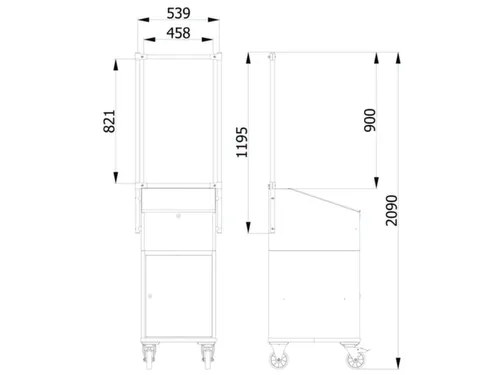 anti-speekselscherm,pvc-folie,glashelder,frame staal RAL5007