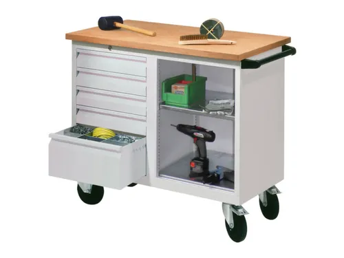 Werkplaatswagen 5 Laden 400kg Staalplaat Ral7035 Front Ral7035