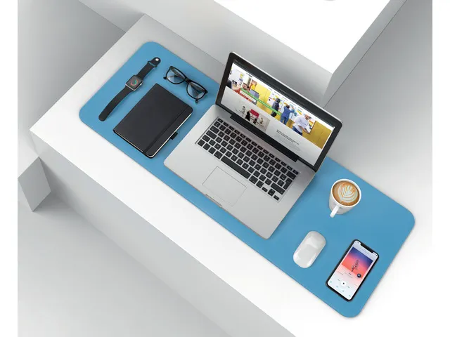 Sous-main Sigel enroulable 800x300x2mm bleu-vert simili cuir