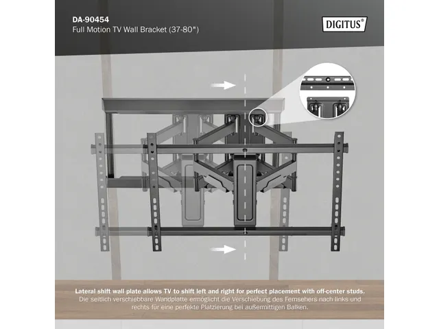 Muurbeugel Full Motion TV 37-80 Inch Zwart