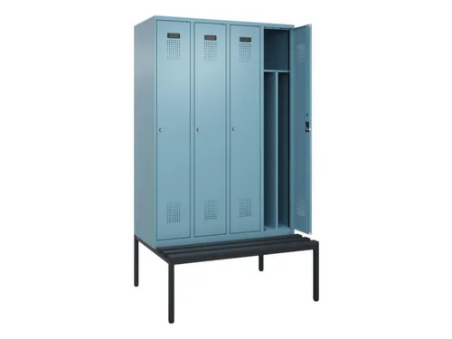 locker met bank,voor scheiding van kleding,HxBxD 2120x1200x815mm,4vak