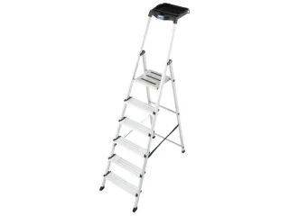 trapladder,eenzijdig,6treden,bordes m. antislip elementen,balk L 2,05m - 1