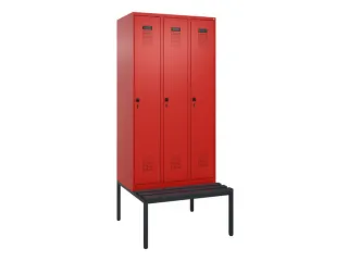 locker met bank,voor scheiding van kleding,HxBxD 2120x900x815mm,3vak - 2