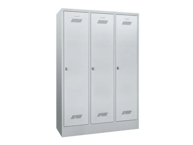 locker,RAL 7035,HxBxD 1850x1200x500mm,3vak,vak B 400mm,draaigrendel