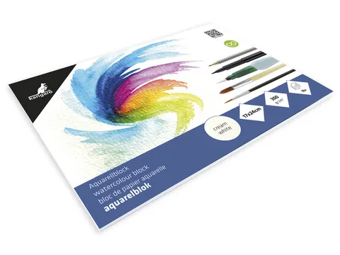 Blok aquarelpapier Kangaro 24x17cm 300gr 16 vel roomwit