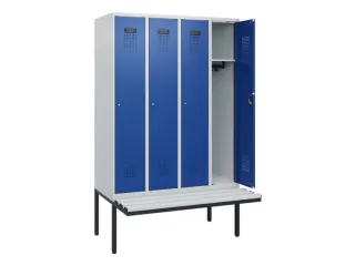 locker met bank,HxBxD 1950x1200x815mm,4vak,vak B 300mm,cilinderslot - 1