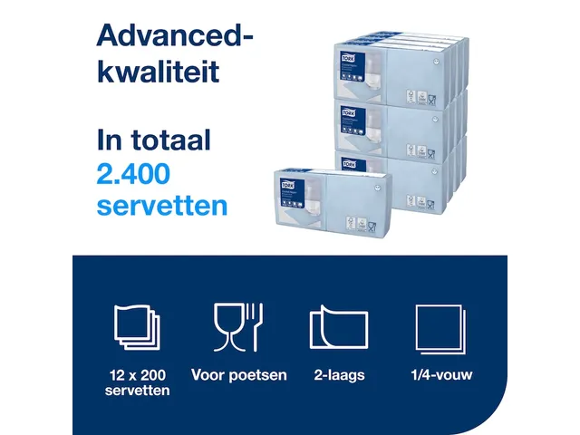 Tork 477837 Cocktailservet Advanced Lichtblauw 24x24cm