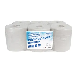 Poetspapier Cleaninq midi 1-laags 19cmx270m Wit 6 rollen - 2