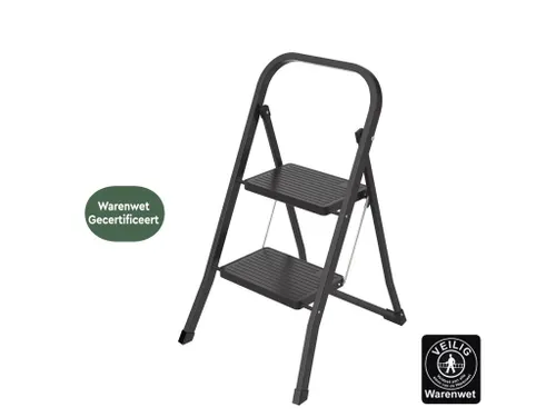 Huishoudtrap Metaal SL200 zwart 2 Treden