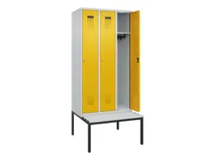 locker met bank,HxBxD 2120x900x815mm,3vak,vak B 300mm,cilinderslot