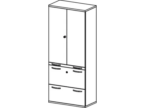 kantoorkast HxBxD 1920x800x430mm romp onyxgrijs decor front lichtgrijs