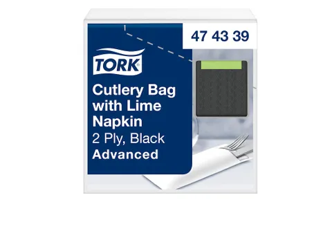 Tork 474339 Bestekzakje Advanced Zwart Limoen 39x23cm