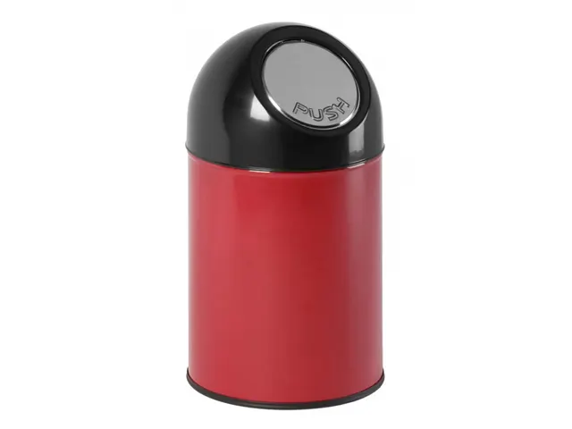 Afvalbak met pushdeksel en binnenemmer 30 Liter Rood