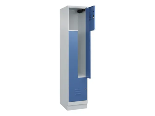 Z-garderobekast,HxBxD 1950x400x500mm,vak B 200/400mm,cil.-slot,sokkel