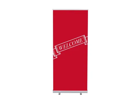 Roll-Banner 85x200 complete set met print "Welcome" Rood