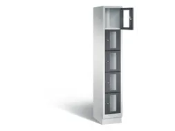 Lockerkast 1800x320x500mm 1x5 vakken Cilinderslot, Sokkel, RAL7021