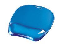 Muismat met polssteun Fellowes Crystals gel transparant blauw