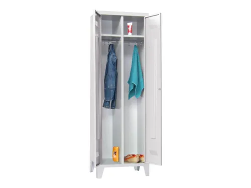 garderobekast,HxBxD 1850x600x500mm,2vak,RAL7035,front RAL7035