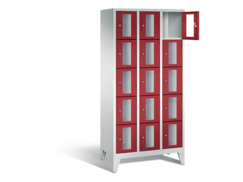 Lockerkast 1850x900x500mm 3x5 vakken Cilinderslot Poten, RAL3003